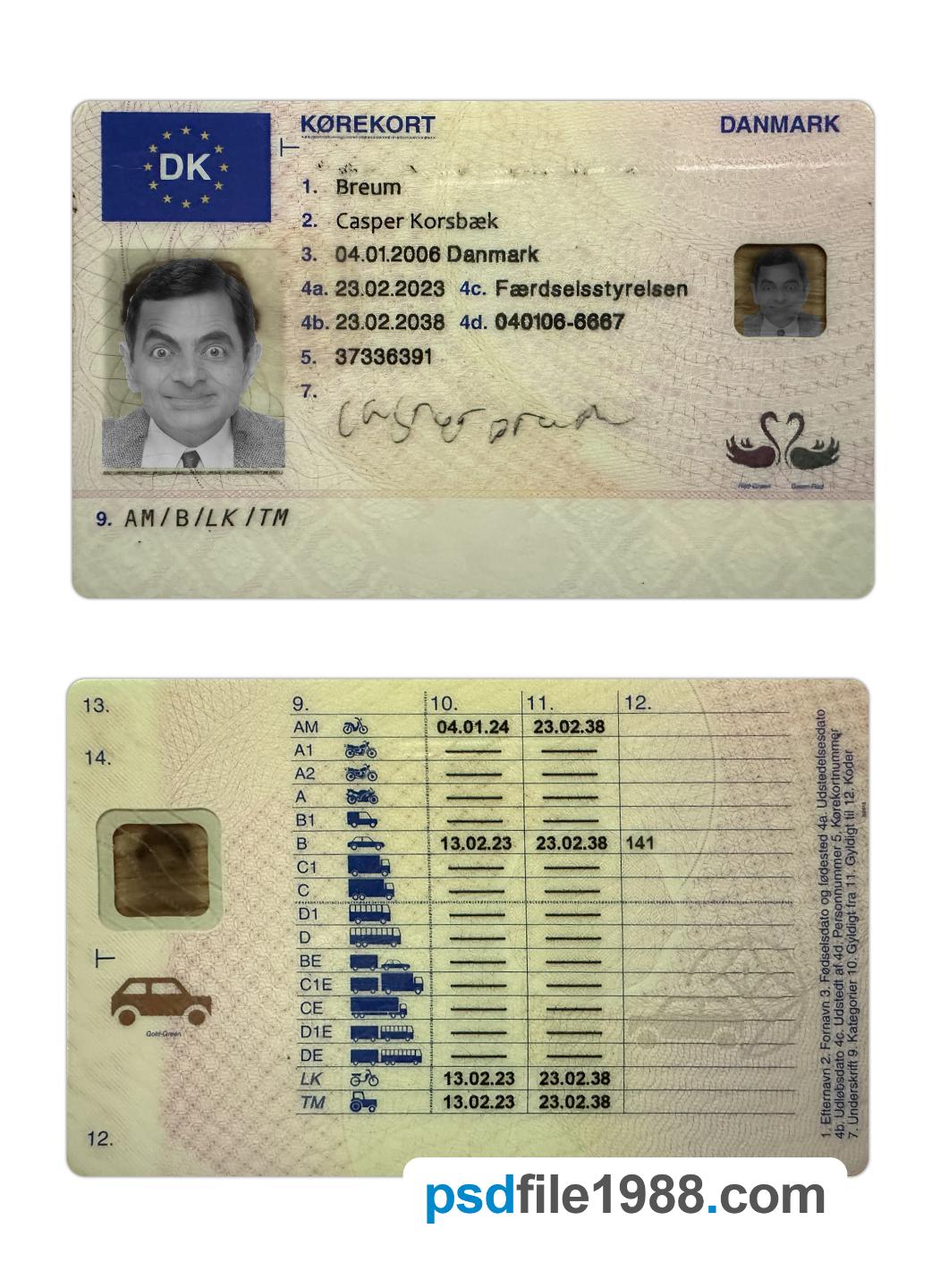 Denmark Driving License 2023-Present